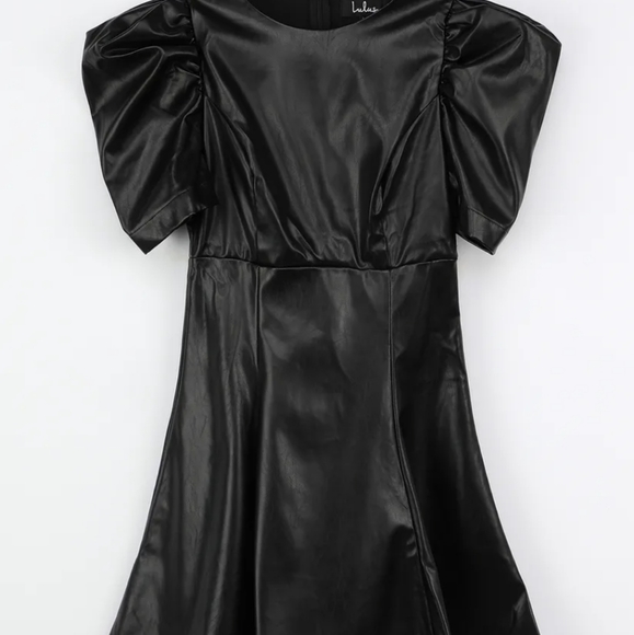 🎉HP🎉💥NWT Vegan leather puff sleeve mini dress - Picture 3 of 4
